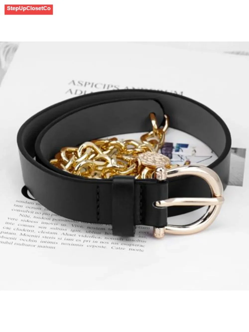 Chunky Waist Chain Belt PU Leather Belly Link S-4X